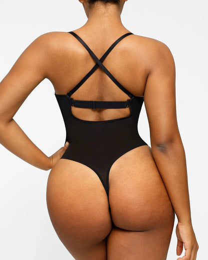 BOOT-YEAH™ MeshSmooth™ Deep Plunge Low-Back Thong Bodysuit