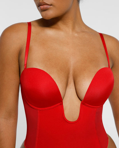 BOOT-YEAH™ MeshSmooth™ Deep Plunge Low-Back Thong Bodysuit