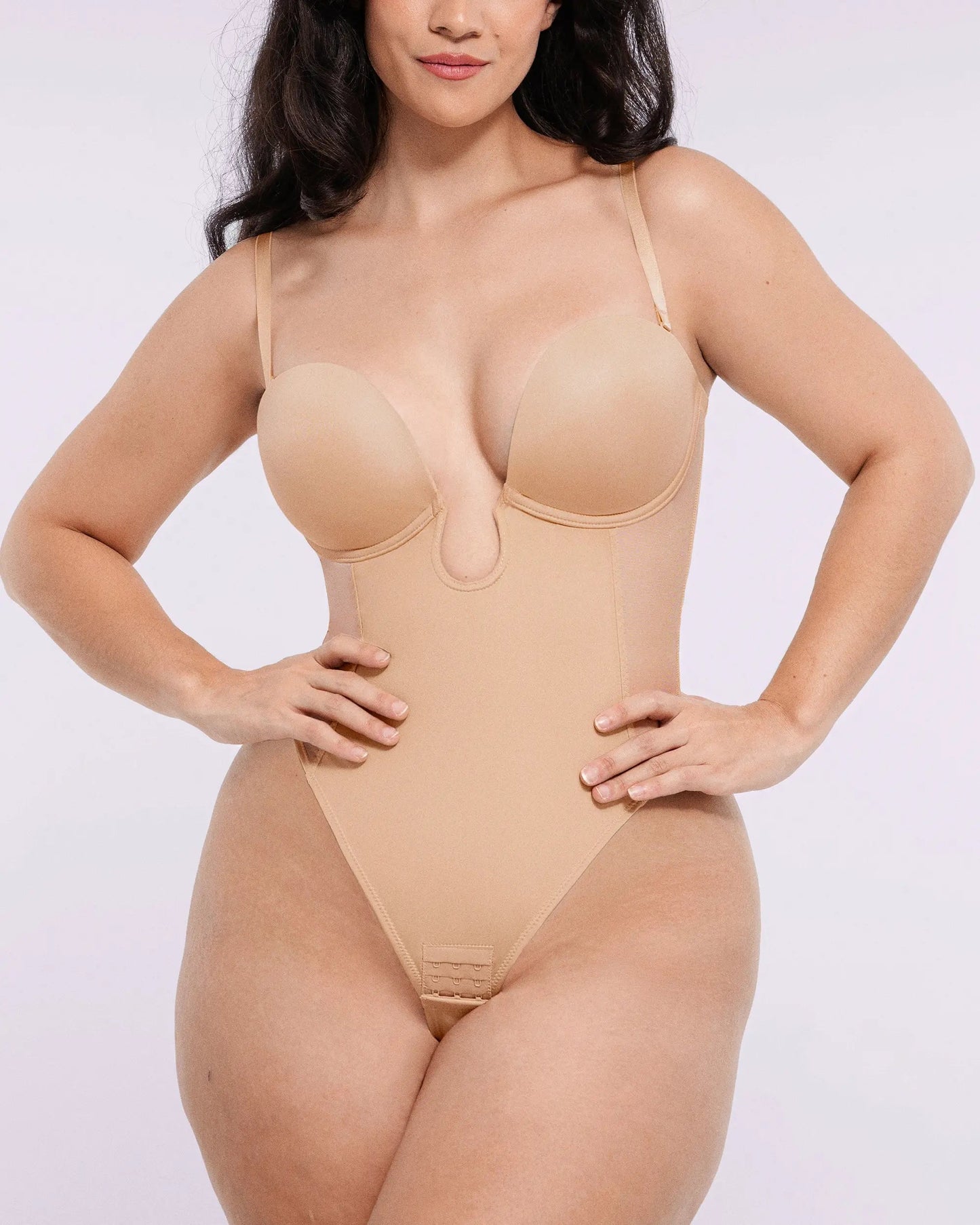 BOOT-YEAH™ MeshSmooth™ Deep Plunge Low-Back Thong Bodysuit