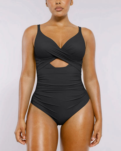 Smart Sculpt™ Ribbed Cutout-Front Shaping Swimsuit