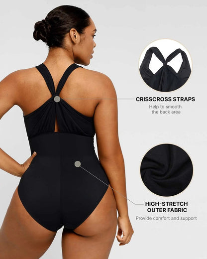 Smart Sculpt™ Ruched Twist-Front Shaping Swimsuit