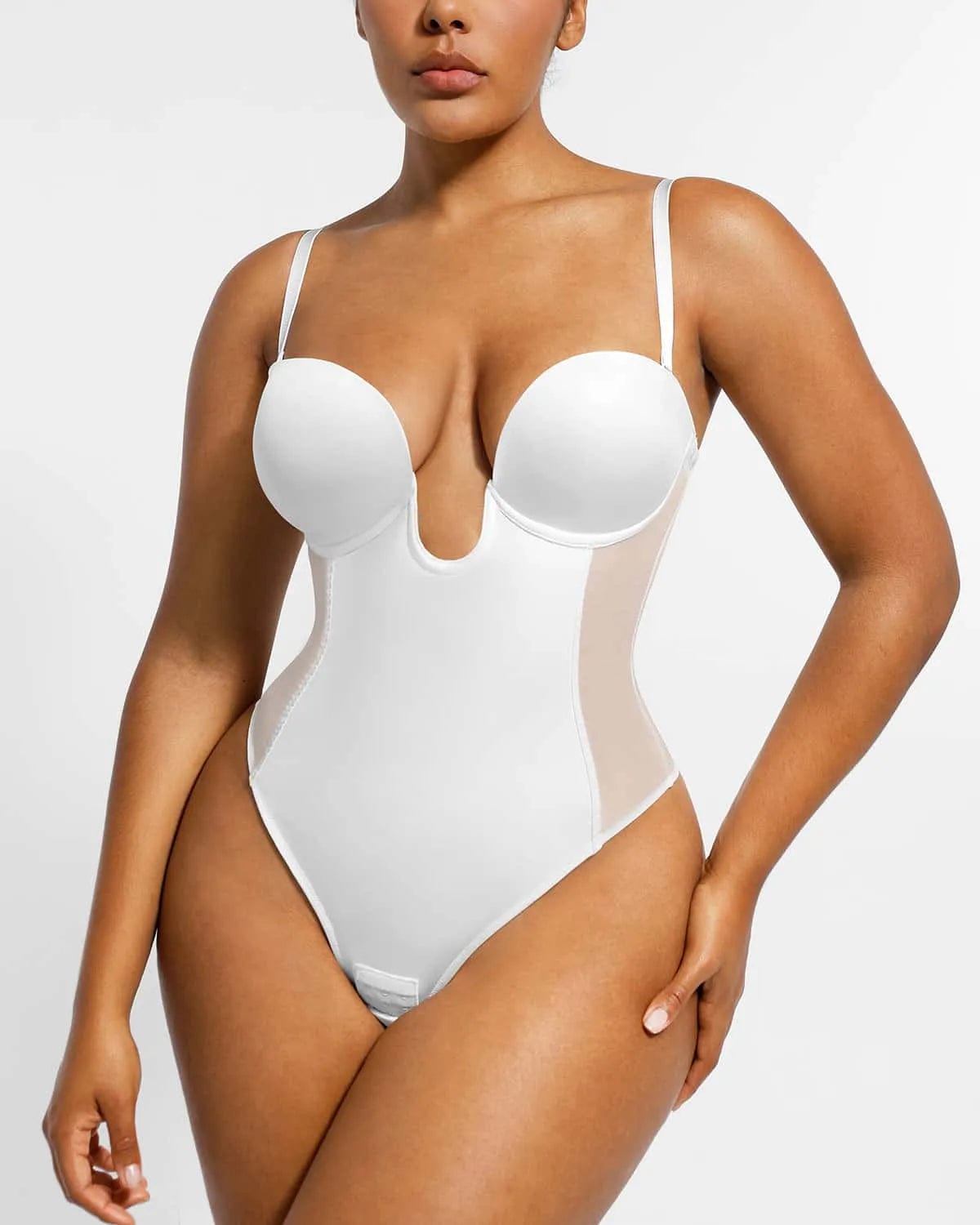 BOOT-YEAH™ MeshSmooth™ Deep Plunge Low-Back Thong Bodysuit