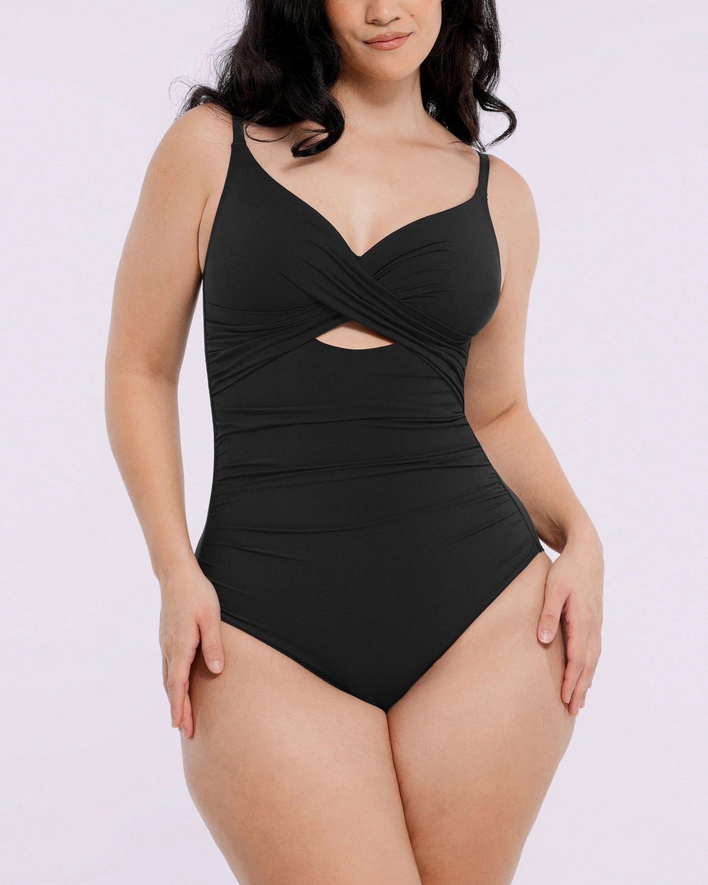 Smart Sculpt™ Ribbed Cutout-Front Shaping Swimsuit