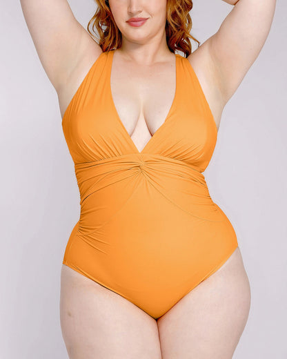 Smart Sculpt™ Ruched Twist-Front Shaping Swimsuit