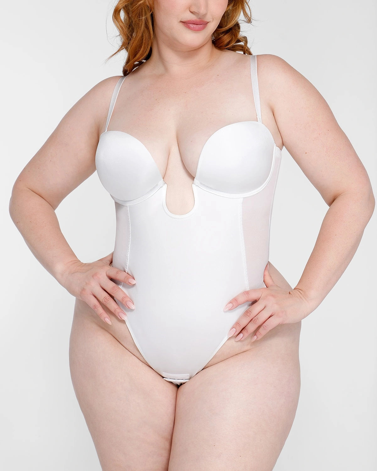 BOOT-YEAH™ MeshSmooth™ Deep Plunge Low-Back Thong Bodysuit