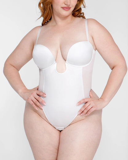 BOOT-YEAH™ MeshSmooth™ Deep Plunge Low-Back Thong Bodysuit