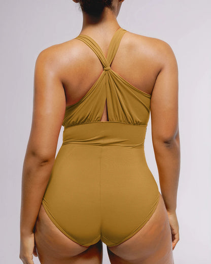 Smart Sculpt™ Ruched Twist-Front Shaping Swimsuit
