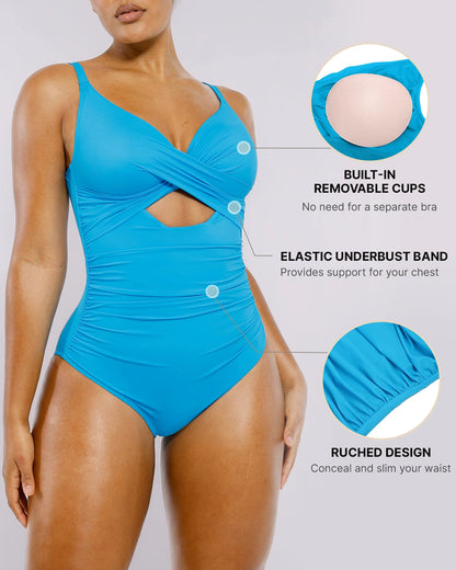 Smart Sculpt™ Ribbed Cutout-Front Shaping Swimsuit